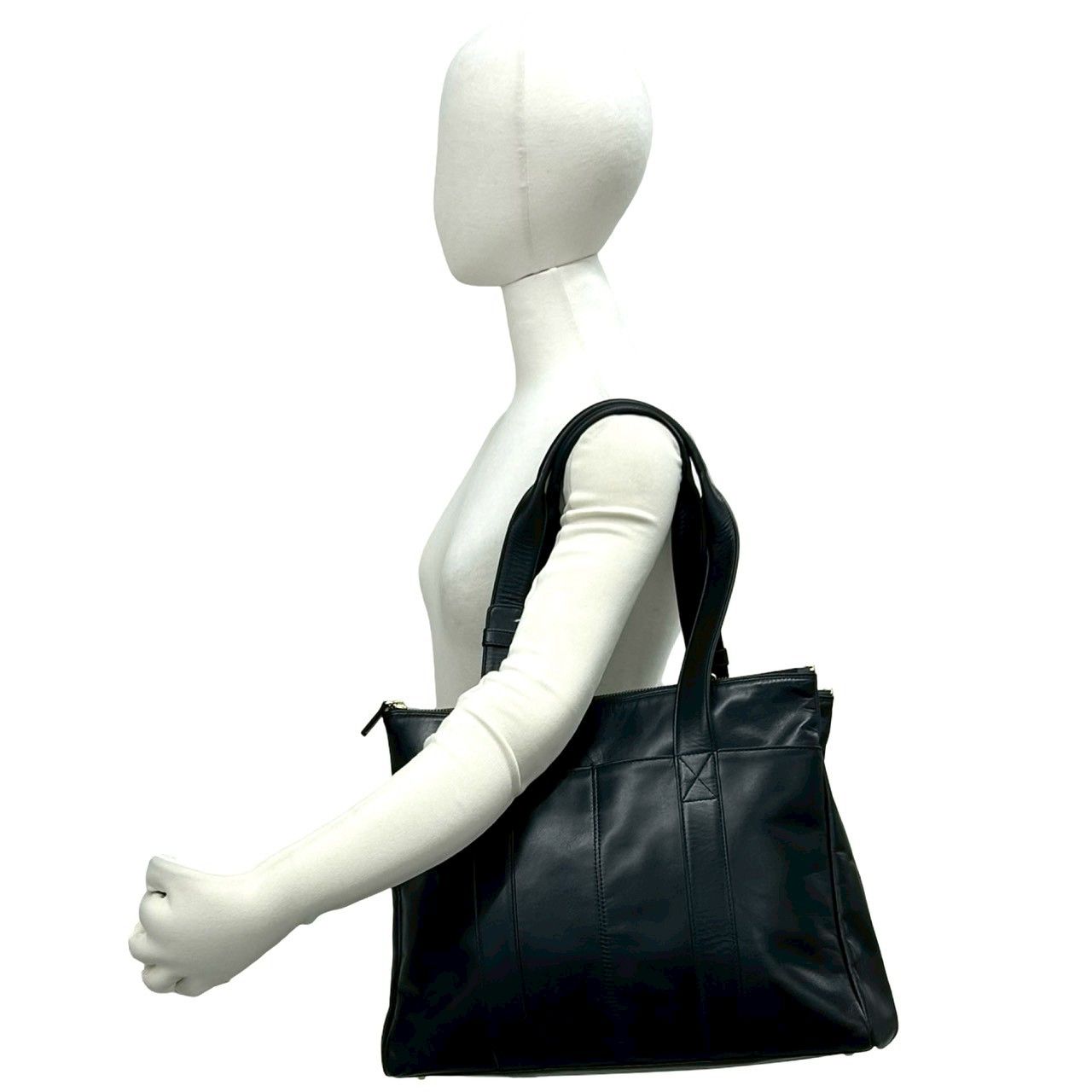 Saint Laurent Box Log Leather Tote Shoulder Bag Black — view 2