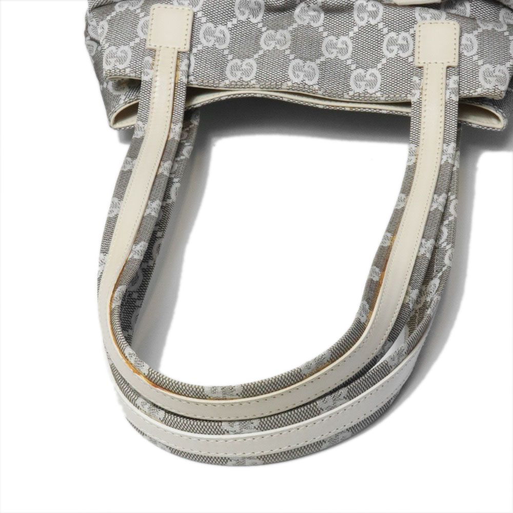 Gucci 002 GG Canvas Tote Bag Leather Gray — view 6