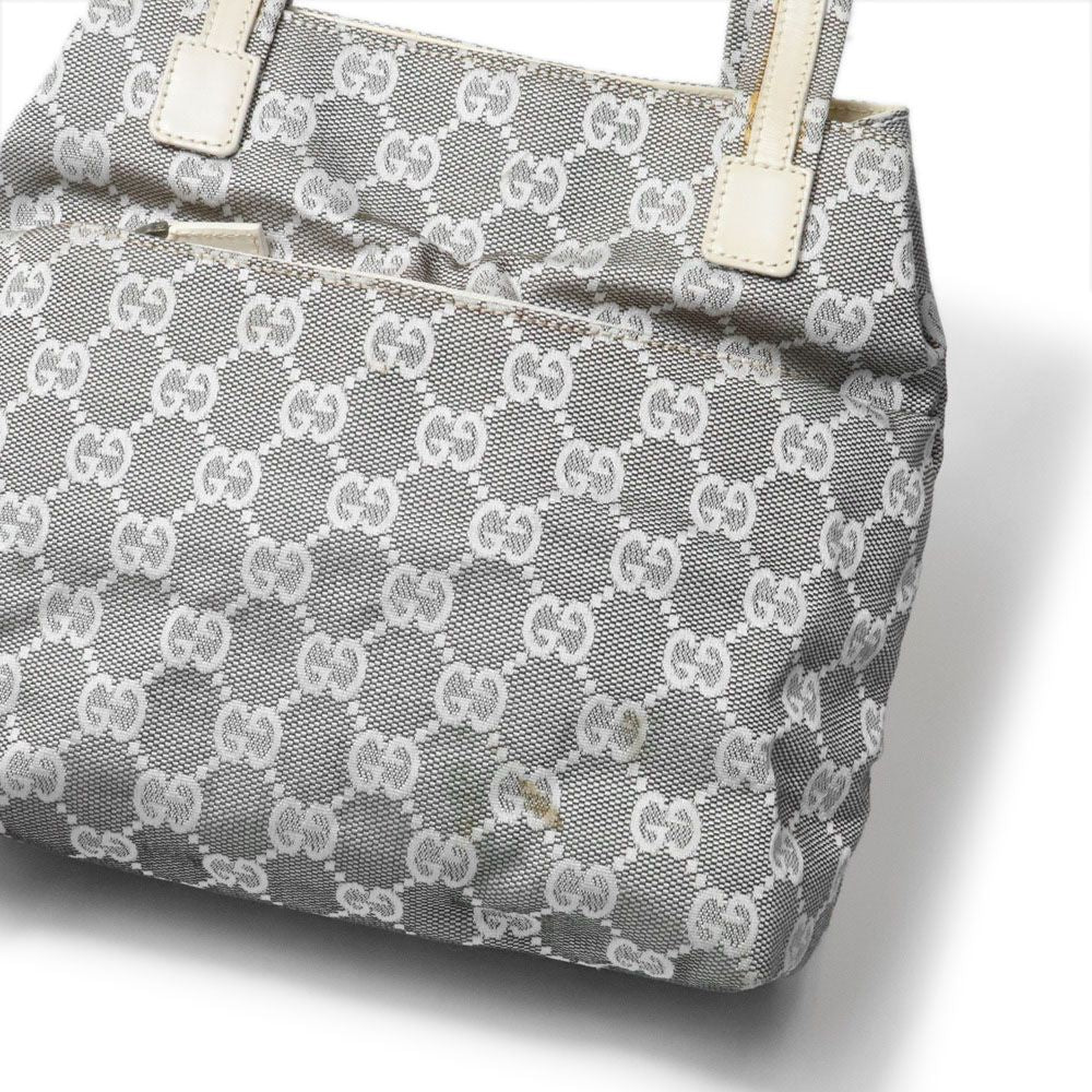 Gucci 002 GG Canvas Tote Bag Leather Gray — view 7