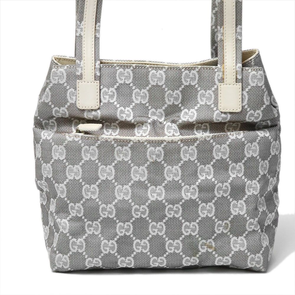 Gucci 002 GG Canvas Tote Bag Leather Gray — view 3