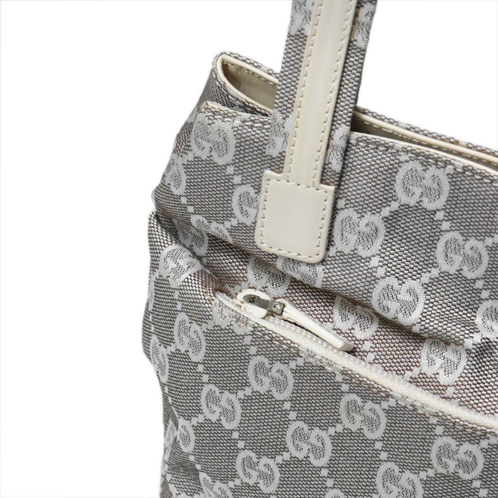 Gucci 002 GG Canvas Tote Bag Leather Gray — view 8