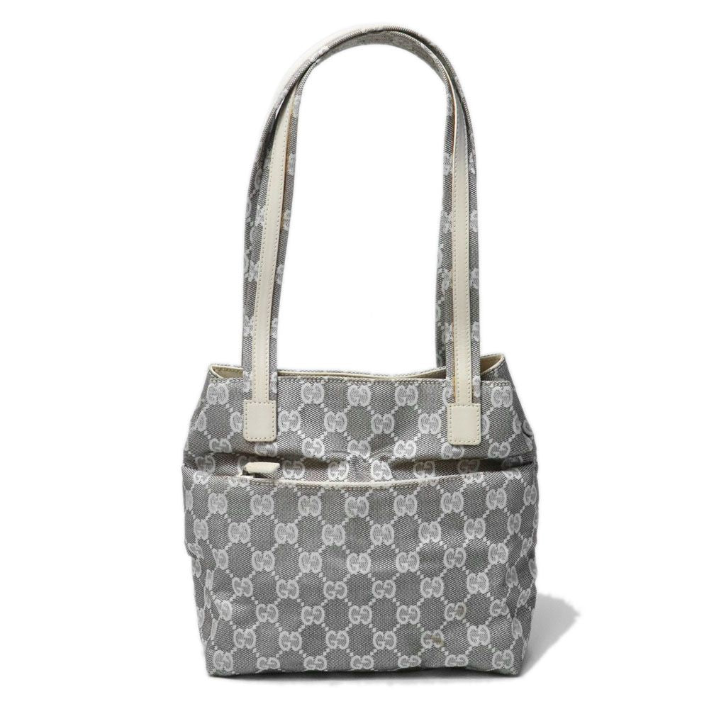 Gucci 002 GG Canvas Tote Bag Leather Gray