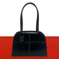 Saint Laurent Logo Stitch Leather Shoulder Bag Black