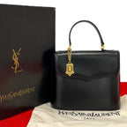 Saint Laurent Box Vintage YSL Logo Leather Handbag Mini Tote Black