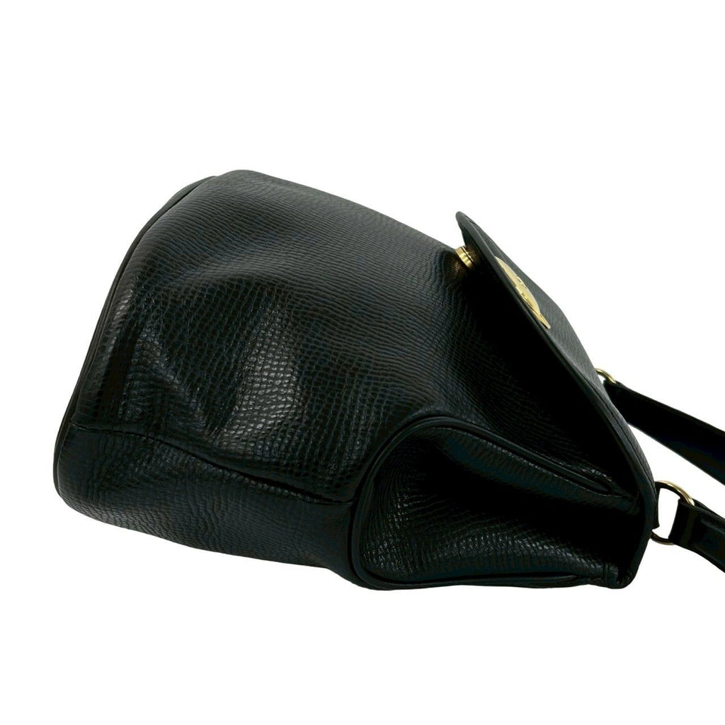 Dior Vintage CD Logo Oval Leather Handbag Black — view 6