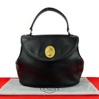 Dior Vintage CD Logo Oval Leather Handbag Black