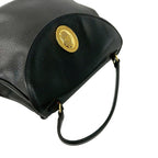 Dior Vintage CD Logo Oval Leather Handbag Black — view 4