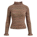 Chanel Middle Gauge Mixed Knit Sweater High Neck 34 Multicolor Wool