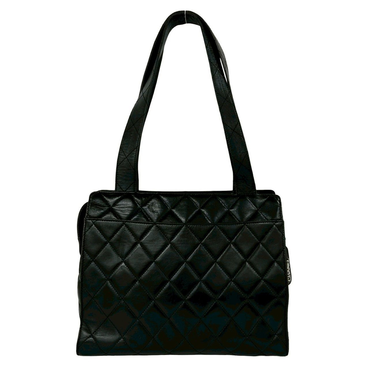 Chanel Quilted CC Logo Lambskin Shoulder Bag Tote Black — view 3