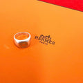 Hermes Sellier Ring 925 Sterling Silver Gold