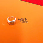 Hermes Sellier Ring 925 Sterling Silver Gold