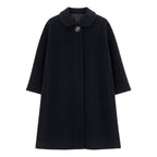 Dior Wool Soutien Collar Coat CD Logo Button Angora Blend 9 Sizes Black