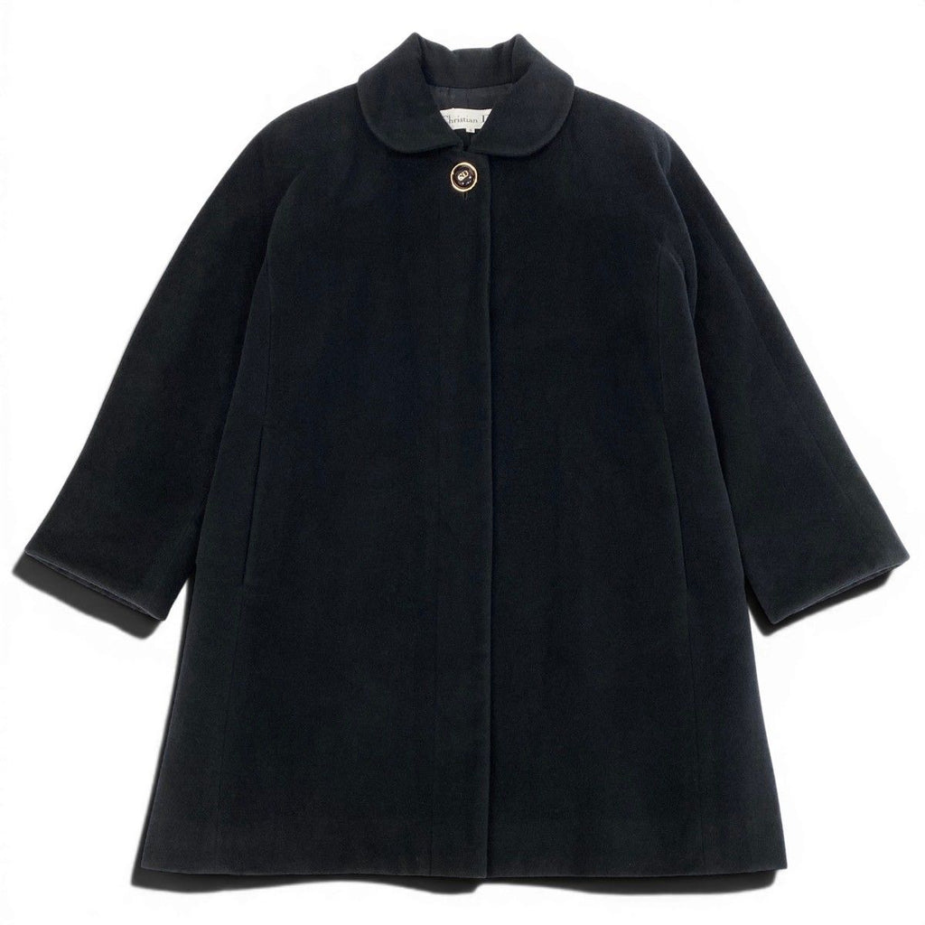 Dior Wool Soutien Collar Coat CD Logo Button Angora Blend 9 Sizes Black — view 2
