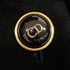 Dior Wool Soutien Collar Coat CD Logo Button Angora Blend 9 Sizes Black — view 8
