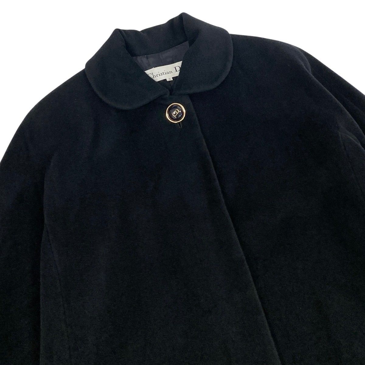 Dior Wool Soutien Collar Coat CD Logo Button Angora Blend 9 Sizes Black — view 5