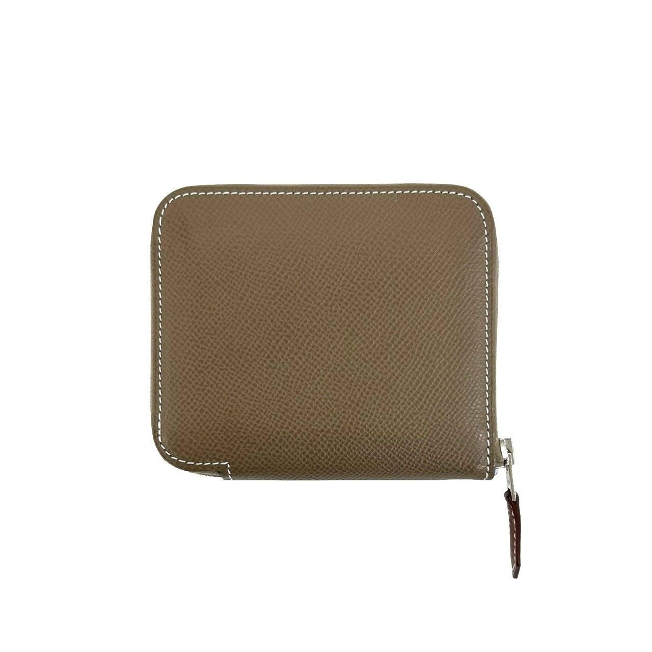 Hermes Azap Silk in Compact Veau Coin Case Card Etoupe — view 2