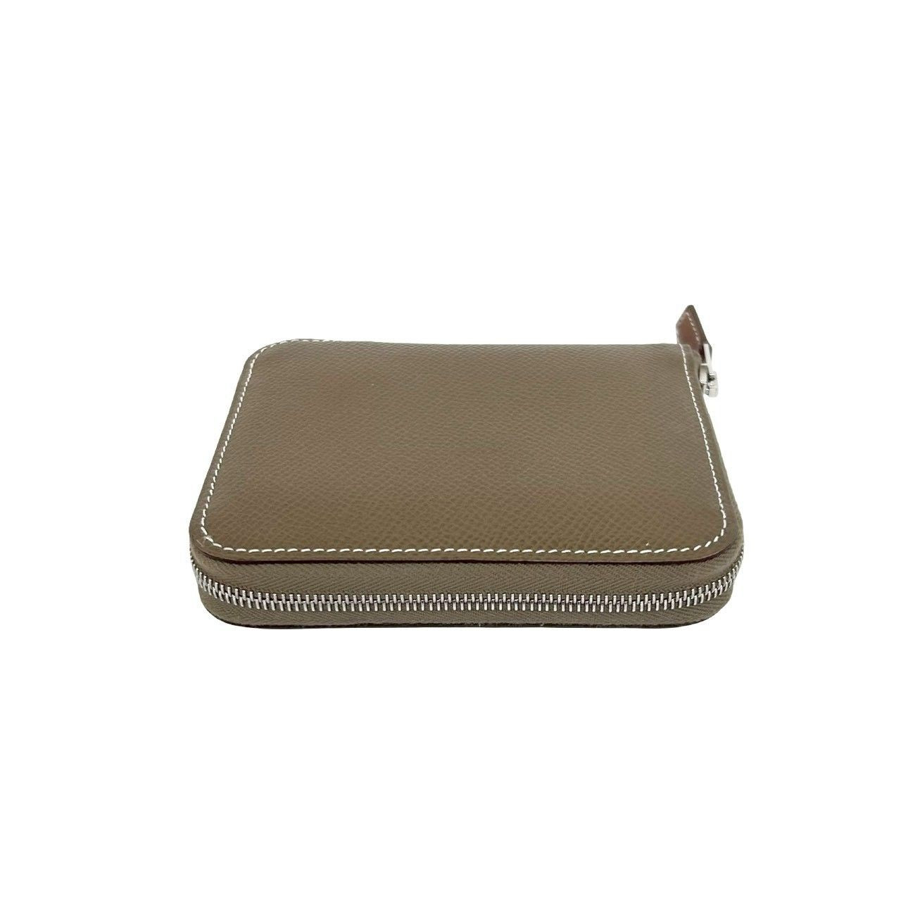 Hermes Azap Silk in Compact Veau Coin Case Card Etoupe — view 3
