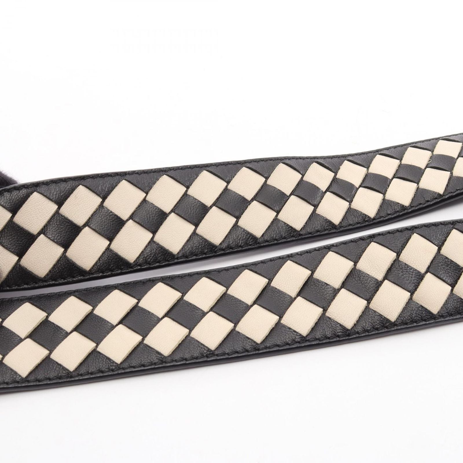 Bottega Veneta Shoulder Strap Intrecciato Checkered Black White Leather — view 6