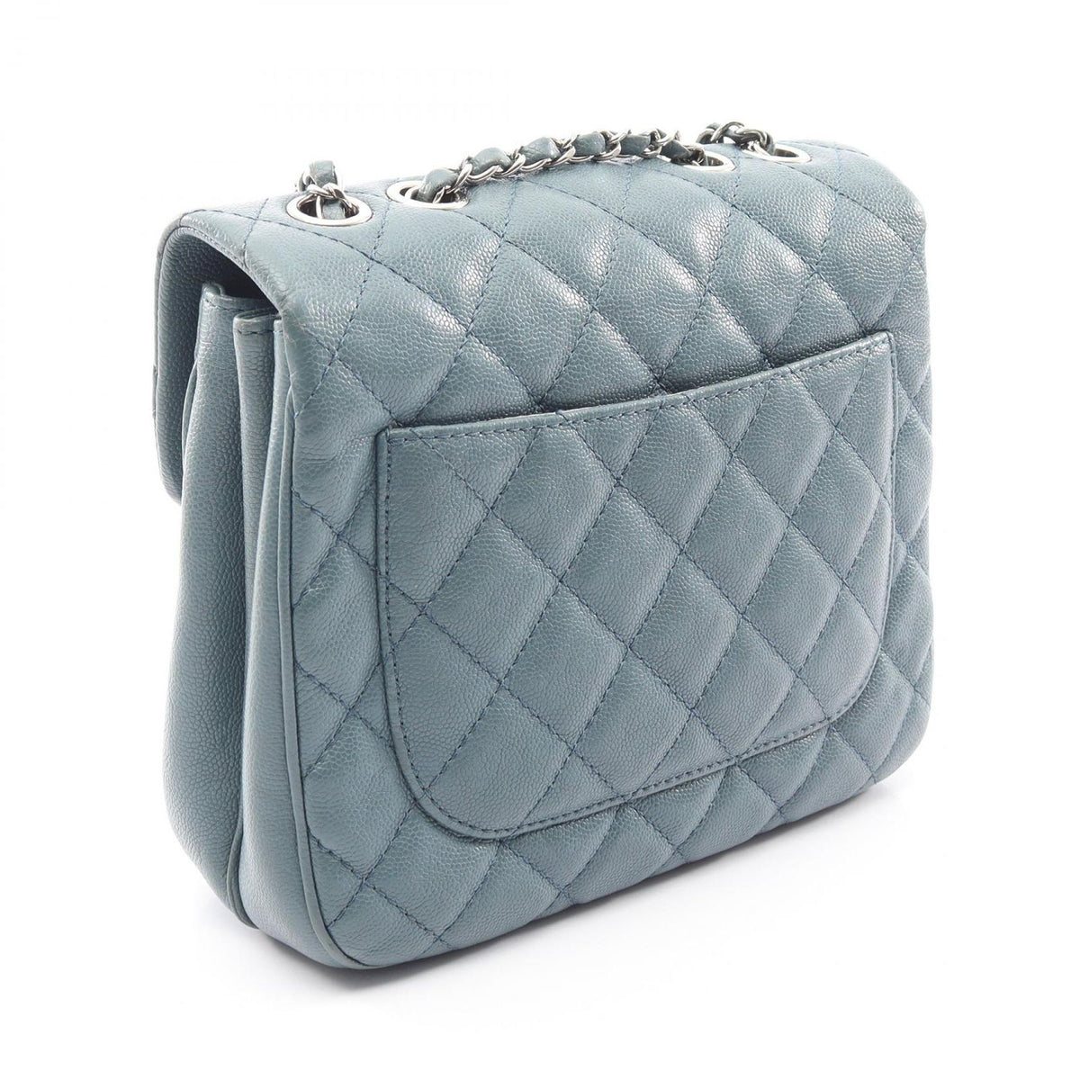 Chanel Shoulder Bag Quilted Smoki Blue Caviar Leather Chain — view 2