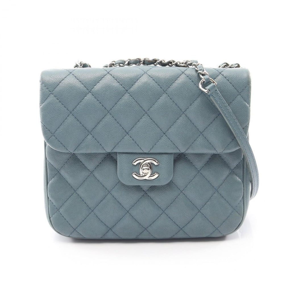 Chanel Shoulder Bag Quilted Smoki Blue Caviar Leather Chain