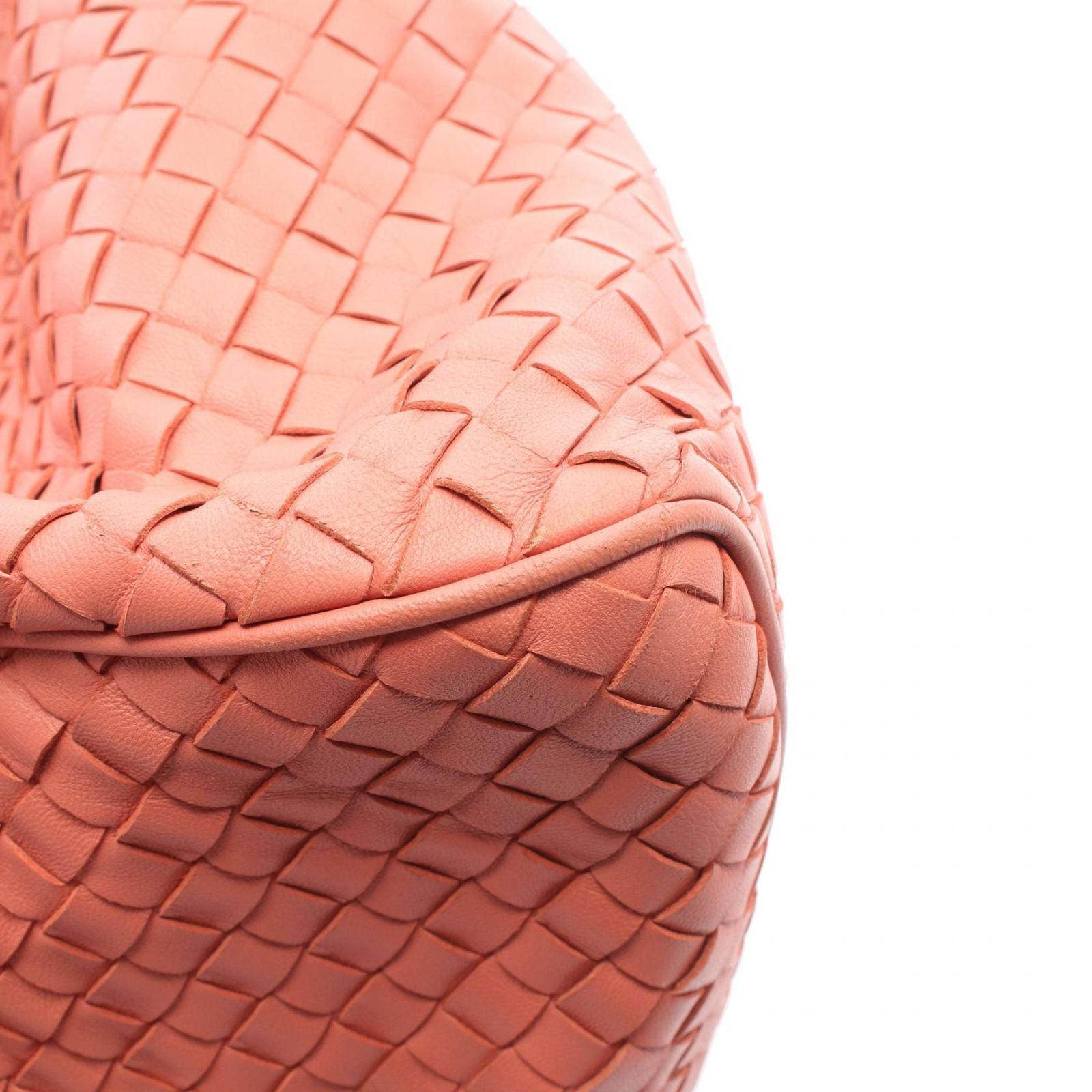 Bottega Veneta Intrecciato 2-Way Coral Orange Lambskin Boston Bag — view 7