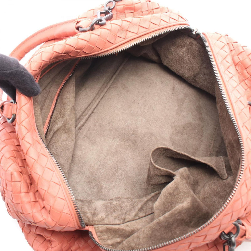 Bottega Veneta Intrecciato 2-Way Coral Orange Lambskin Boston Bag — view 3