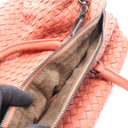 Bottega Veneta Intrecciato 2-Way Coral Orange Lambskin Boston Bag — view 6