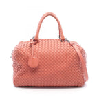 Bottega Veneta Intrecciato 2-Way Coral Orange Lambskin Boston Bag