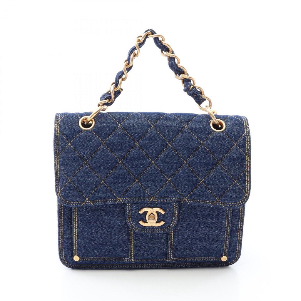 Chanel Backpack Quilted Chain Denim Blue