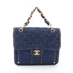 Chanel Backpack Quilted Chain Denim Blue