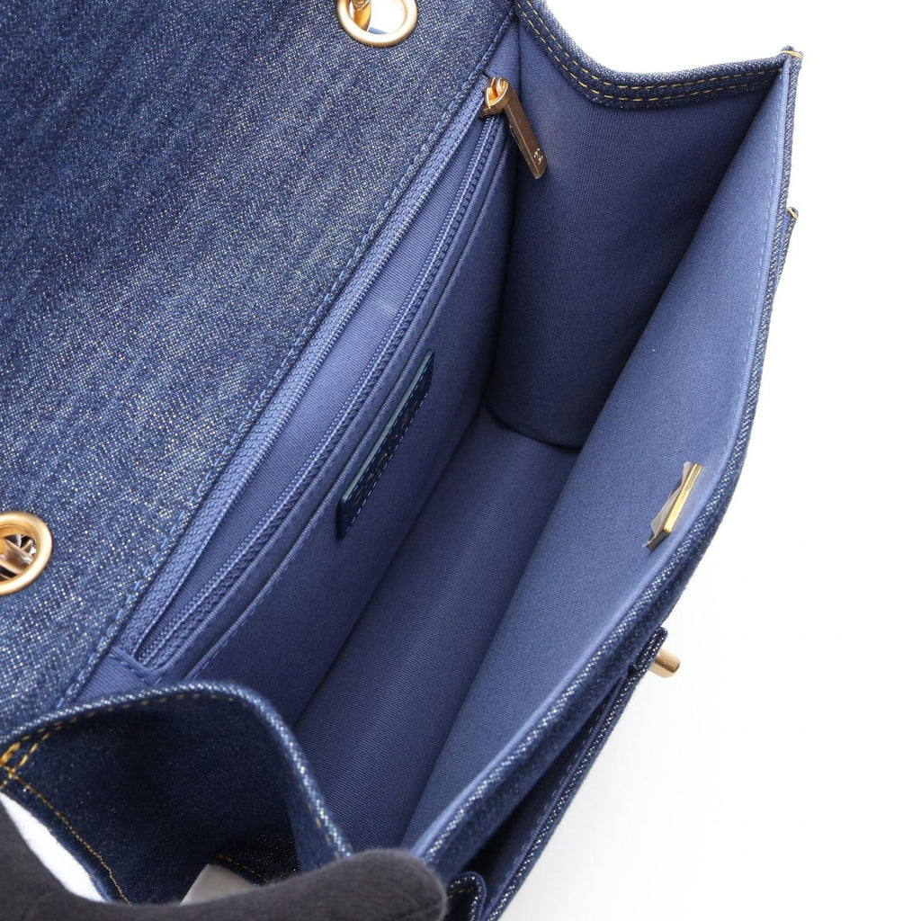 Chanel Backpack Quilted Chain Denim Blue — view 3