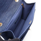 Chanel Backpack Quilted Chain Denim Blue — view 3