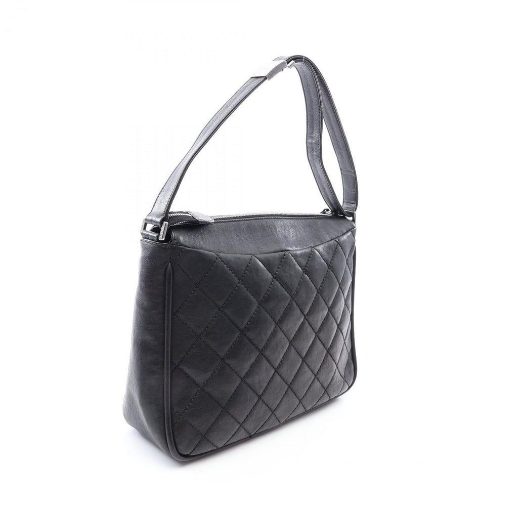 Chanel Shoulder Bag Wild Stitch Big CC Logo Black Leather Quilted CC — view 2