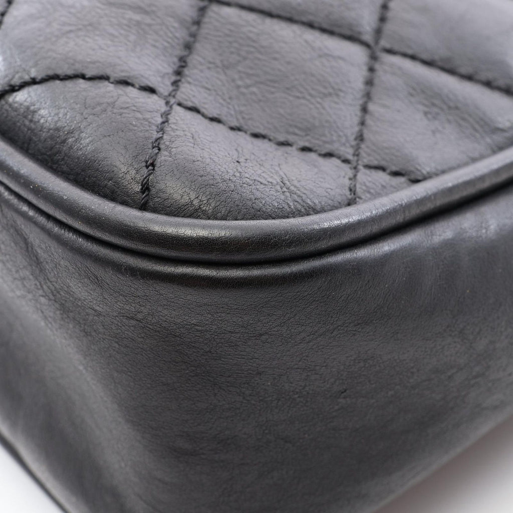 Chanel Shoulder Bag Wild Stitch Big CC Logo Black Leather Quilted CC — view 8