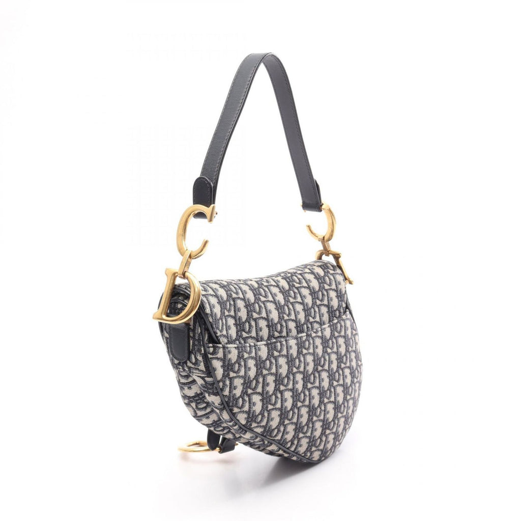 Dior Saddle Bag Oblique Jacquard Navy Canvas Leather — view 2