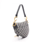 Dior Saddle Bag Oblique Jacquard Navy Canvas Leather — view 2