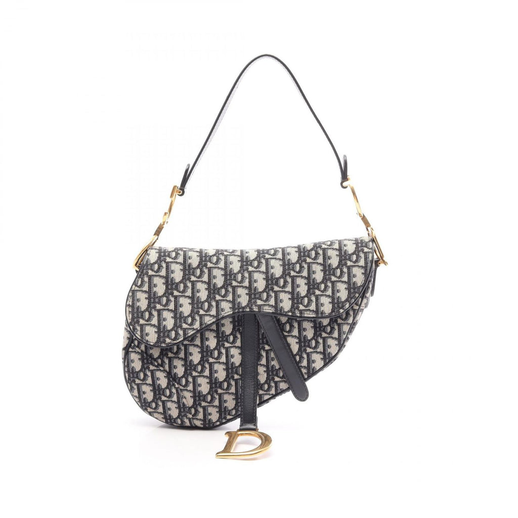 Dior Saddle Bag Oblique Jacquard Navy Canvas Leather
