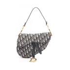Dior Saddle Bag Oblique Jacquard Navy Canvas Leather