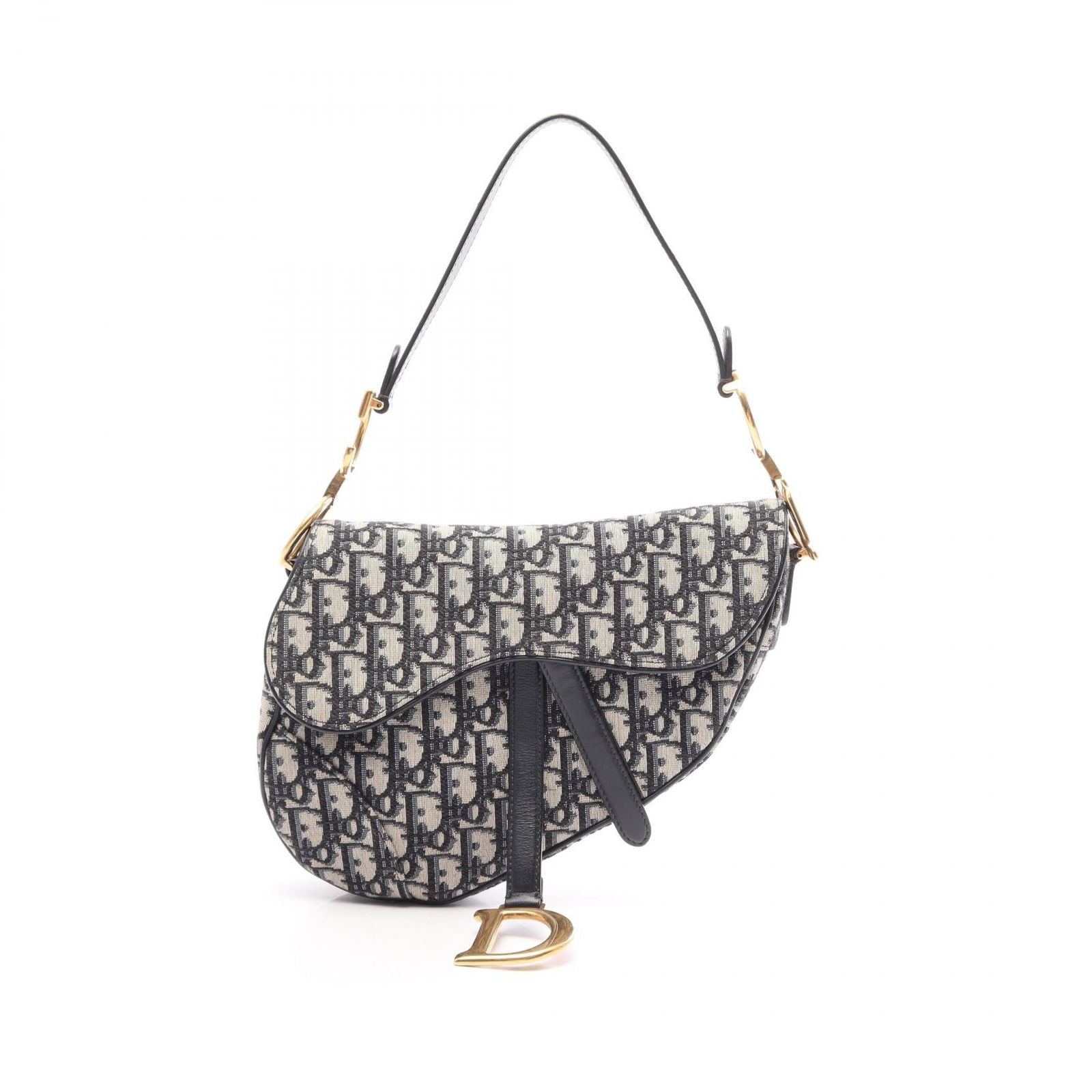 Dior Saddle Bag Oblique Jacquard Navy Canvas Leather