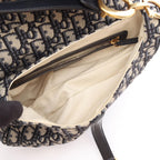 Dior Saddle Bag Oblique Jacquard Navy Canvas Leather — view 3