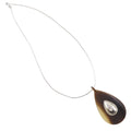 Hermes Drop Buffalo Horn Metal Silver Necklace