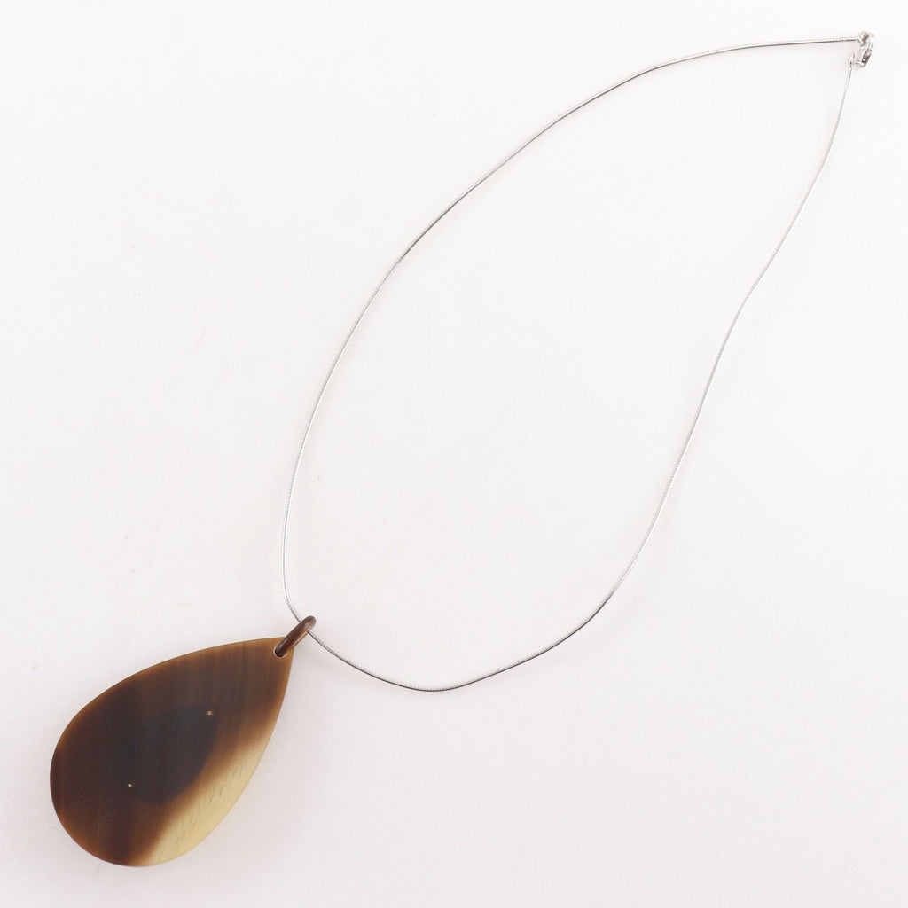 Hermes Drop Buffalo Horn Metal Silver Necklace — view 3
