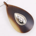 Hermes Drop Buffalo Horn Metal Silver Necklace — view 5