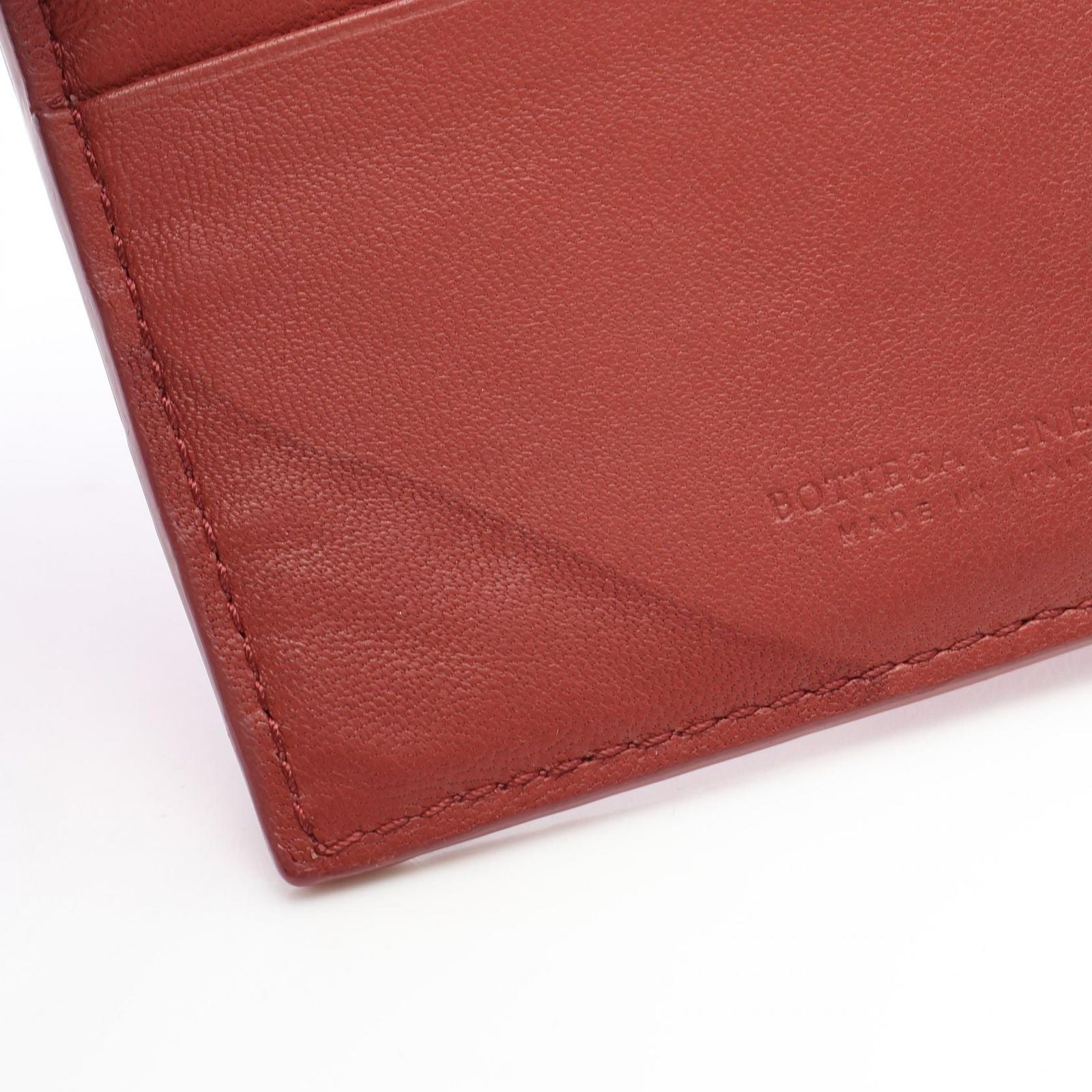Bottega Veneta Bifold Wallet Intrecciato Red Brown Leather — view 7