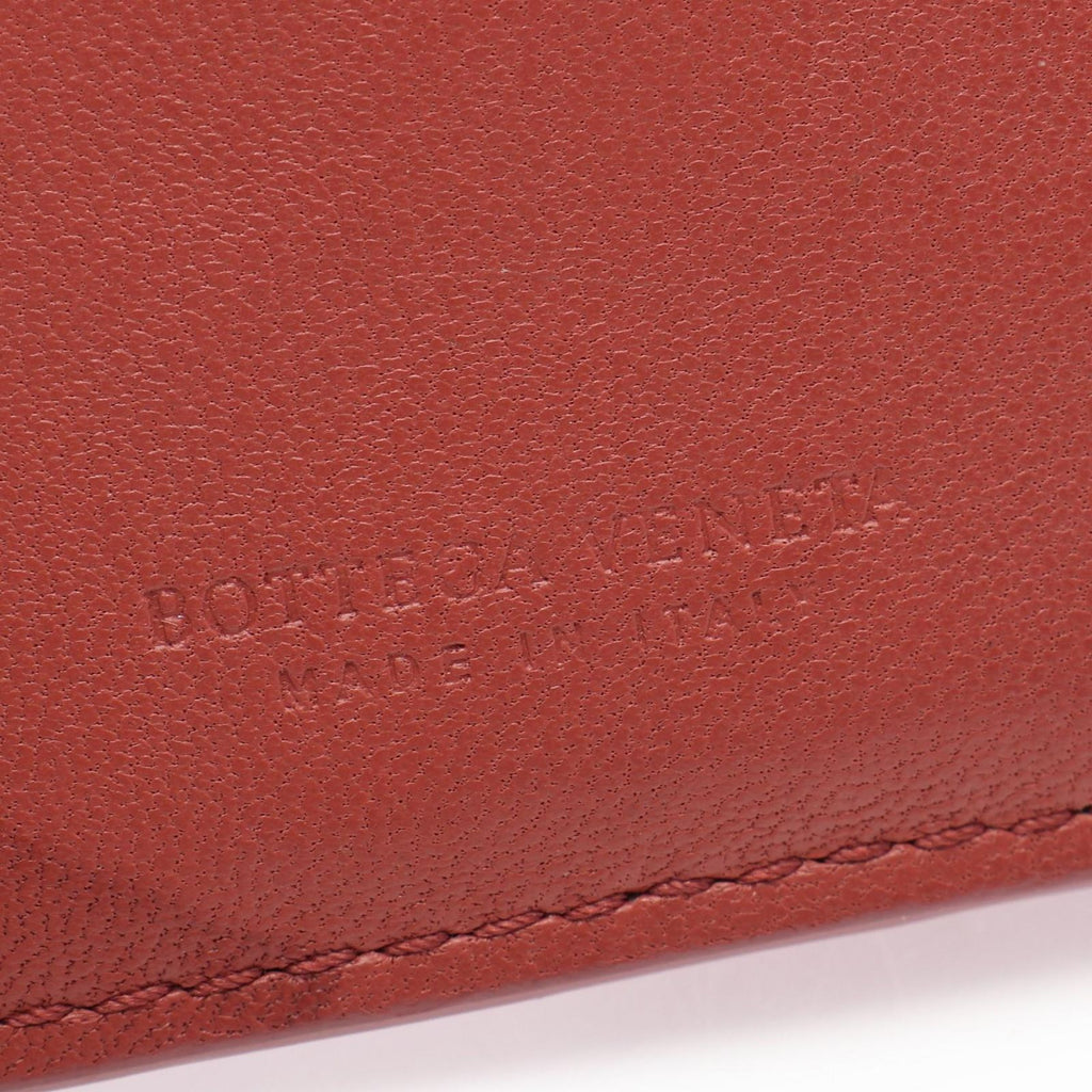 Bottega Veneta Bifold Wallet Intrecciato Red Brown Leather — view 5
