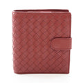 Bottega Veneta Bifold Wallet Intrecciato Red Brown Leather