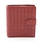 Bottega Veneta Bifold Wallet Intrecciato Red Brown Leather