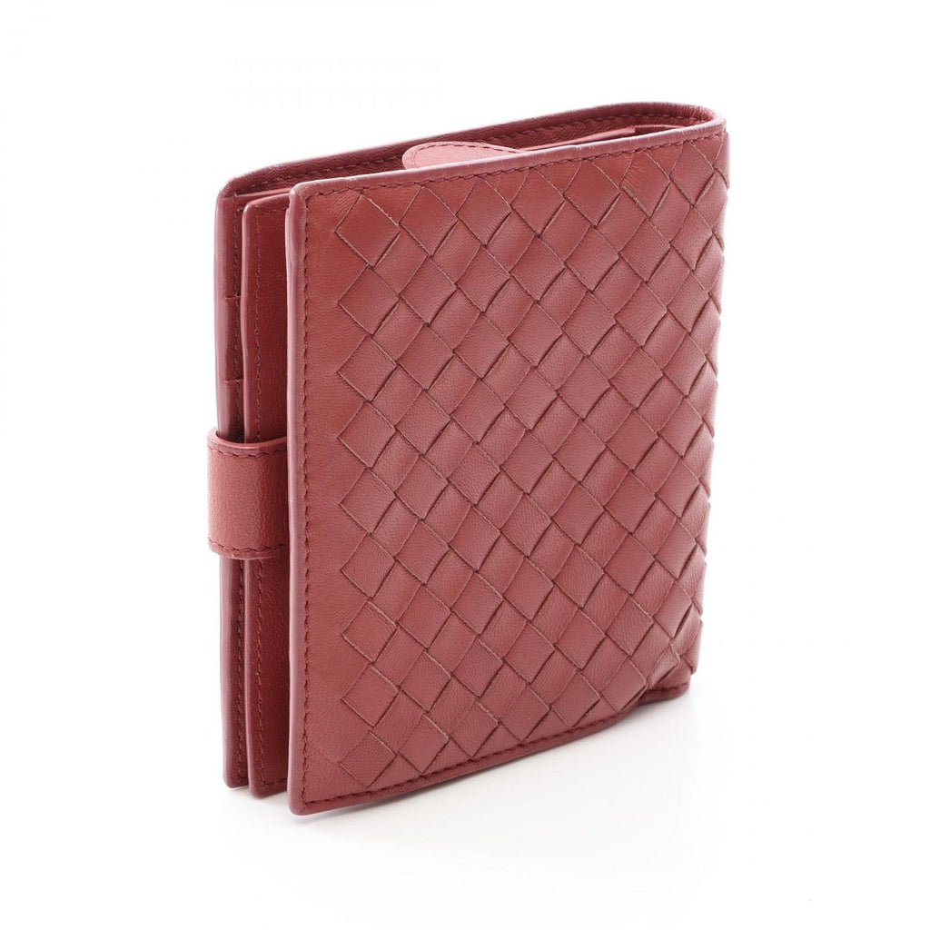 Bottega Veneta Bifold Wallet Intrecciato Red Brown Leather — view 2