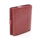 Bottega Veneta Bifold Wallet Intrecciato Red Brown Leather — view 2