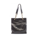 Chanel Tote Bag CC Logo Black Lambskin CC Chain